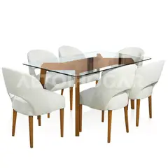ALTO HOGAR - Juego de Comedor 6 Sillas Mya Crema Madera Tornillo