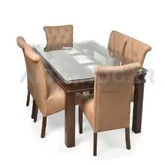 ALTO HOGAR - Juego de Comedor 6 Sillas Alessa Beige Madera Tornillo