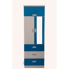 GENERICO - ROPERO 2 PUERTAS PARA NIÑO COLOR BLANCO CON AZUL