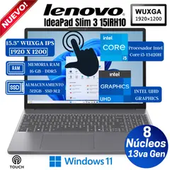LENOVO - Laptop IdeaPad Slim 3 15IRH10 15.3" WUXGA Táctil, Core i5-13420H, Ram 16GB, SSD 512GB, Win 11