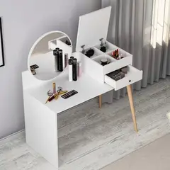 MUEBLES CRISOSTOMO - Tocador de Melamina Moderno Blanco 120cm