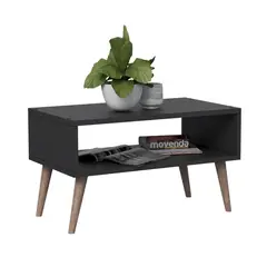 MOVENDA - Mesa de Centro Hortensia patas de madera Negro