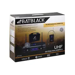 BATBLACK - Micrófono Inalámbrico Doble Manual y Vincha UHF BT-E168 BATBLACK