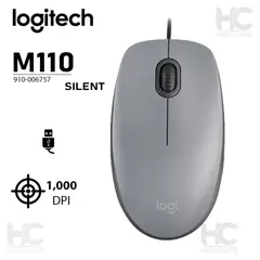 LOGITECH - MOUSE CON CABLE M110 SILENCIOSO GRIS