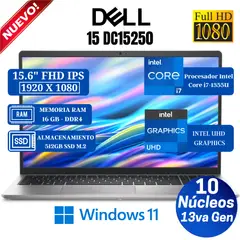 DELL - Laptop 15 DC15250 15.6" FHD IPS, Core i7-1355U, Ram 16GB, Ssd 512GB, Win 11 Pro