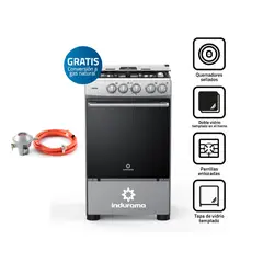 INDURAMA - COCINA A GAS DE 4 HORNILLAS FONTANA + Valvula para Gas