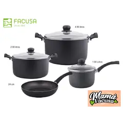 FACUSA - Juego de Ollas Antiadherente 7 Piezas