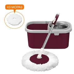 KELLER - Balde Escurridor Trapeador Giratorio 3 Mopas Cuadrado GD