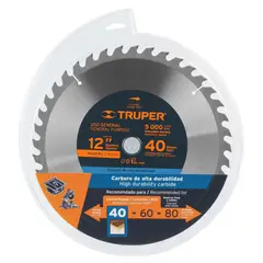 TRUPER - Disco sierra 40 dientes 12"P, para madera,