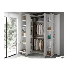 GENERICO - Ropero Esquinero En L Blanco Con Negro - Melamina