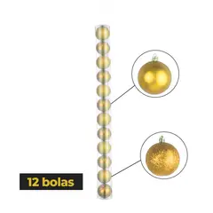GENERICO - SET DE BOLAS NAVIDEÑAS DORADO X12UND - 6 CM