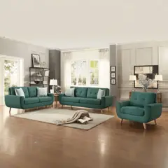 ALTO HOGAR - Juego De Sala Karime 321 Verde + Cojines Decorativos Tapiz Antifluido
