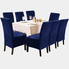 GENERICO - Funda de silla 8 pzs terciopelo labrado - Azul noche Sala fabulosa