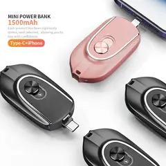 GENERICO - Mini cargador portátil, llavero 2 en 1 para iPhone y tipo c 1200mah