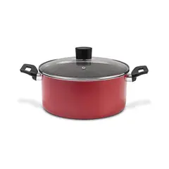 BRINOX - Cacerola Con Tapa 24cm 4.3L Garlic Antiadherente Aluminio Rojo