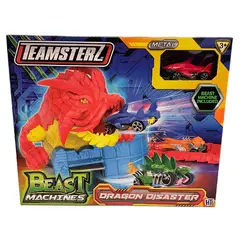 TEAMSTERZ - Juguete Pista Ataque Desastre Dragón + 1 Auto Teamsterz