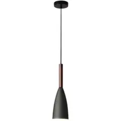 HOME NEAT - Lámpara de colgante moderno madera metal lámpara de techo e27 negro