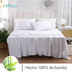 HYPNO HOME - Set De Sábanas 100% De Bambú King - Blanco