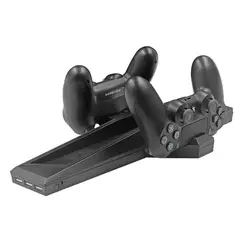 GENERICO - BASE CON COOLER PARA PS4 y PS4 SLIM CON CARGADOR PARA MANDOS.