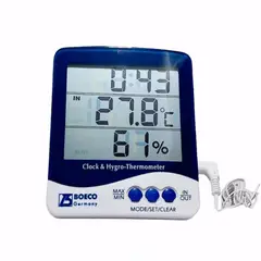 GENERICO - Termohigrómetro BOECO Lcd reloj temperatura humedad