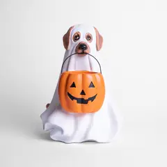 GENERICO - Perro Fantasma / Calabaza 30 x 22 x 20 cm Resina / Frank & Mortis