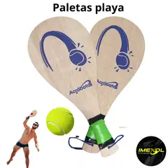 GENERICO - Raquetas paletas playa madera con pelota y malla