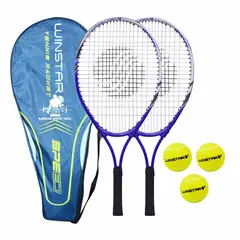 WINSTAR - Set 2 Raquetas de Tenis + 3 Pelotas Junior Azul