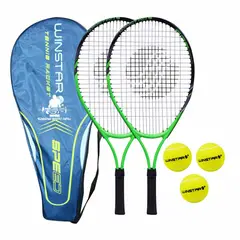 WINSTAR - Set 2 Raquetas de Tenis + 3 Pelotas Junior Verde