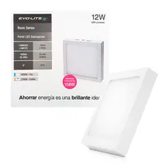 EVOLITE - Plafon led panel 12w cuadrado sobreponer CALIDO