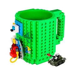 GENERICO - Taza Lego Verde con piezas