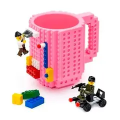 GENERICO - Taza Lego Rosada con piezas