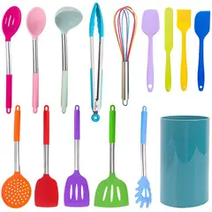 BLWOENS - Set Utensilios Cocina Silicona Antiadherente Multifuncional-15 piezas