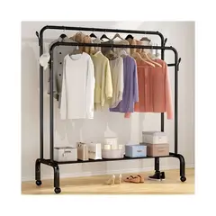 GRETAIL - Perchero Colgador Organizador Ropa Elegante Con Ruedas Premium Negro