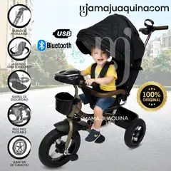 BABY KITS - Triciclo Guiador Giratorio 3 en 1 «FORT PREMIUM» USB Black