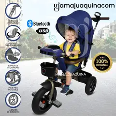 BABY KITS - Triciclo Guiador Giratorio 3 en 1 «FORT PREMIUM» USB Blue