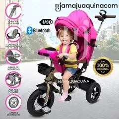 BABY KITS - Triciclo Guiador Giratorio 3 en 1 «FORT PREMIUM» USB Pink