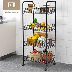 GENERICO - Verdulero Frutero Color Guinda de Cocina con Ruedas de 4 pisos