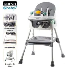 EBABY - Silla de Comer Plegable Doble Bandeja LULU Gris
