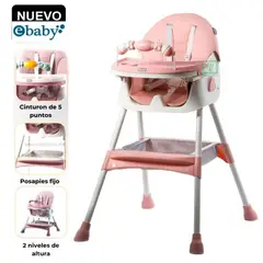 EBABY - Silla de Comer Plegable Doble Bandeja LULU Rosado