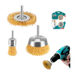 TOTAL TOOLS - JUEGO DE CEPILLOS DE ALAMBRE 3PZS TOTAL MADERA METAL - TAC310031