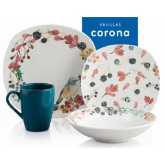 CORONA - Juego de Vajilla 16 Piezas Modelo Evry