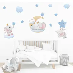 GENERICO - Vinilo Infantil Elefantes Bebe con estrellas decoracion adhesivo
