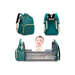 GENERICO - Pañalera Mochila Bebe Cambiador Cuna Convertible 3 en 1