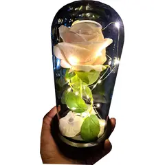 GENERICO - Rosa Eterna, Cúpula, Adorno Similar Rosa Real, luz Led blanco