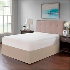 GENERICO - Faldon de tarima King 203 cm x 198 cm x 25 cm drill liso beige claro