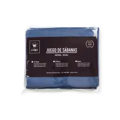GENERICO - Set De Sábanas Lisa 100 Algodón180 Hilos 1.5 Plz Denim