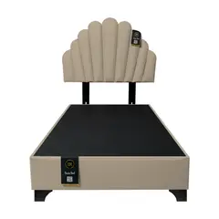 BARAKA HOME - Dormitorio Afrodita + Cabecera patas ajustables 1.5 plz - Beige Claro