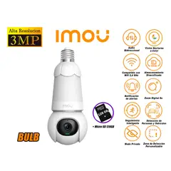 IMOU - Cámara Seguridad Foco Wi-Fi BULB CAM 3MP 360° Noche Color + SD 128GB