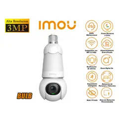 IMOU - Cámara Seguridad Foco Wi-Fi BULB CAM 3MP Gira 360° Noche Color