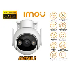 IMOU - Cámara Seguridad Wi-Fi CRUISER 2 5MP Gira 360° Noche Color